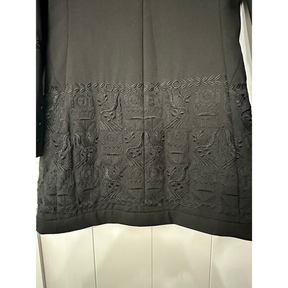 Nicole Miller Artelier Floral Embroidered Black Mock Neck Keyhole Dress Sz Small - Picture 8 of 13
